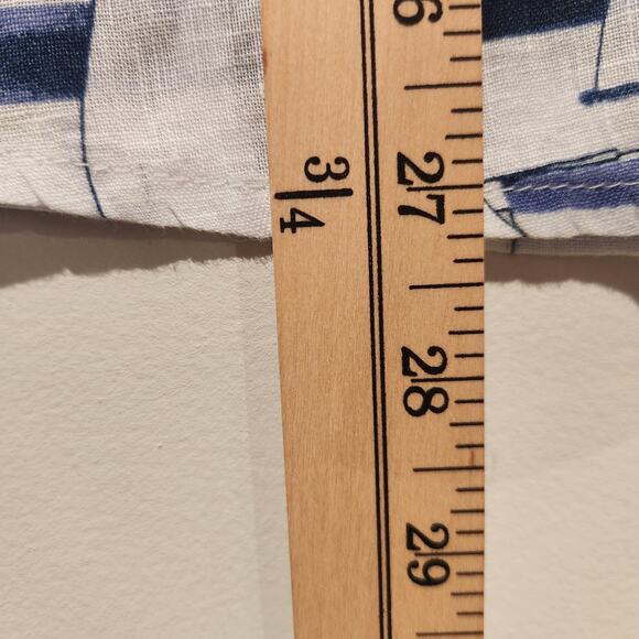 Charter Club Womens White Blue 100% Linen Printed Roll Tab Top Size XL Nautical - Picture 7 of 9